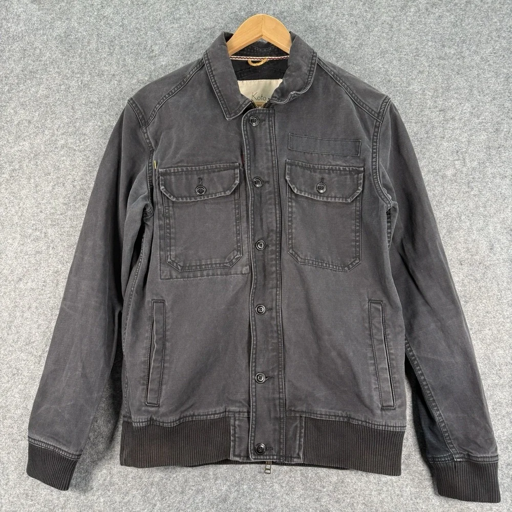 Koto Zip Up Jacket Unisex S-P Military Utility Field Buttons Pockets Black Denim